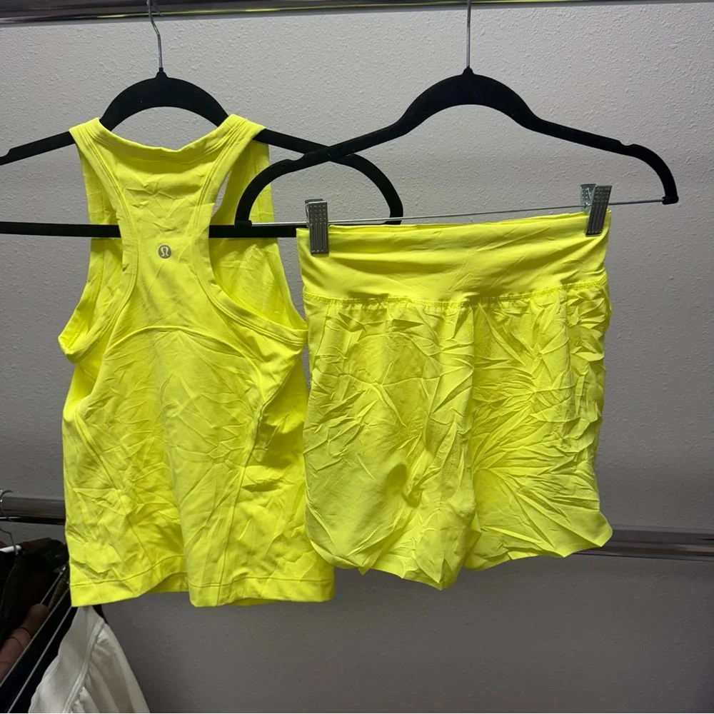 Lululemon Neon Yellow set! Align tank and flowy shorts - Picture 2 of 3